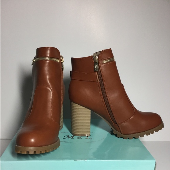 New Mango  Camel Block Heel ankle booties Size 8.5 - Picture 4 of 7